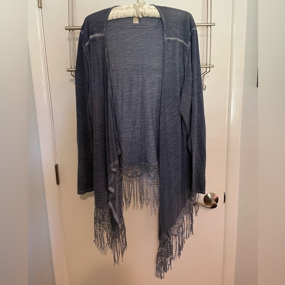Chicos Faux Denim Cardigan